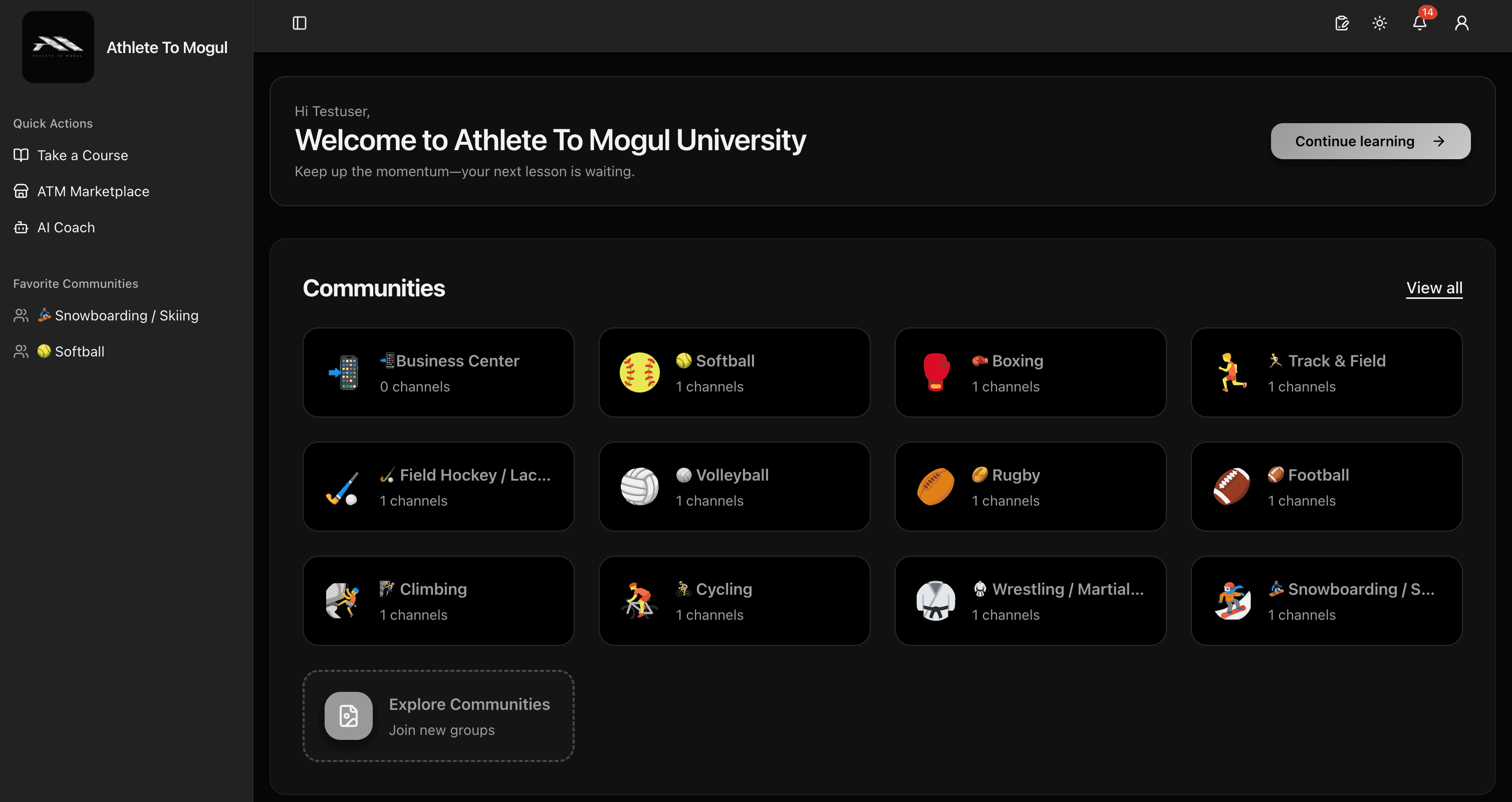 Athlete to Mogul — career transition platform for professional athletes